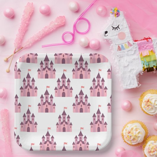 Whimsical Pink Princess Castle Pappteller (Party)