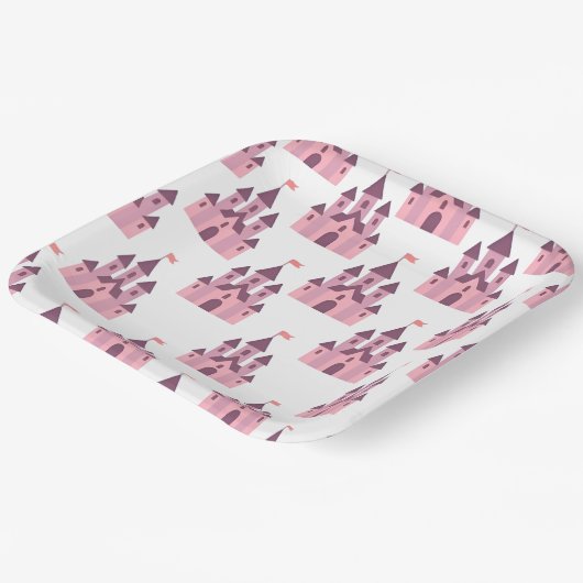 Whimsical Pink Princess Castle Pappteller (Gewinkelt)