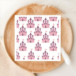 Whimsical Pink Princess Castle Serviette