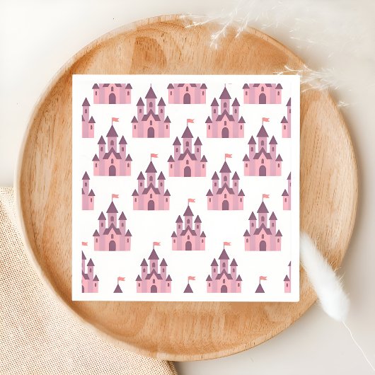 Whimsical Pink Princess Castle Serviette