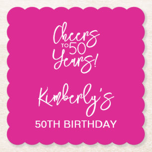 Whimsical Pink Prost auf 50 Jahre Geburtstag Untersetzer