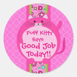 Whimsical Pink Puff Kitty Sticker