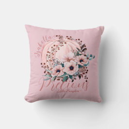Whimsical Pink Pumpkin Herbst Floral Girl Kissen
