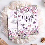 Whimsical Pink Purple Butterflies & Wildflowers Dankeskarte<br><div class="desc">Whimsical,  feminine,  and bohemian,  pink and purple watercolor wildflowers and butterflies bridal shower design "A lifetime of butterflies"</div>