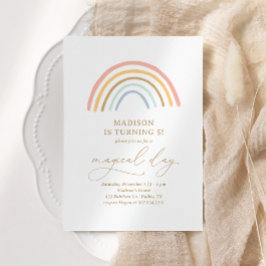 Whimsical Pink Rainbow Girl Birthday Party Einladung