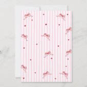 Whimsical Pink Red Bow Heart Galentine's Party Einladung (Rückseite)