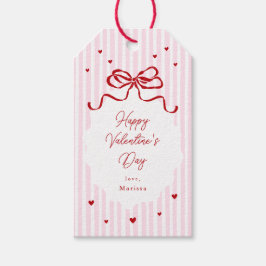 Whimsical Pink Red Bow Hearts Valentine's Day Geschenkanhänger