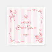 Whimsical Pink & Red Hand Drawn Bridal Shower Serviette (Vorderseite)