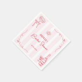 Whimsical Pink & Red Hand Drawn Bridal Shower Serviette (Ecke)