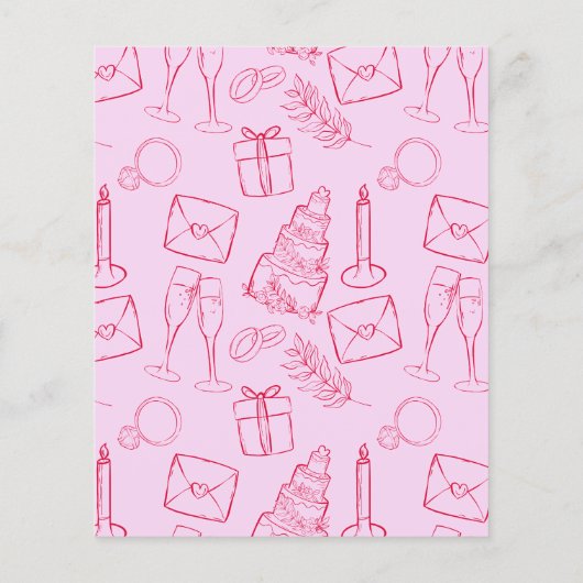 Whimsical Pink & Red Hand Drawn BUDGET Wedding (Rückseite)