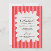 Whimsical Pink Red Wavy Frame Valentines Dinner Einladung (Vorderseite)