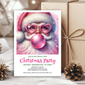 Whimsical Pink Santa Bubble Gum Funny Christmas Einladung