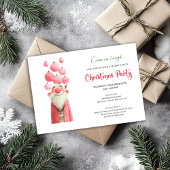 Whimsical pink santa Christmas party invitation  Einladung