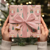 Whimsical Pink Santa Geschenkpapier