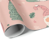 Whimsical Pink Santa Geschenkpapier (Rolleneckpunkt)