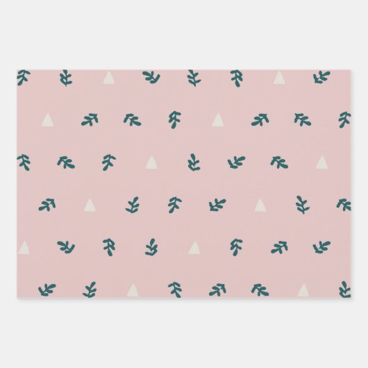 Whimsical Pink skandinavisches Weihnachtsfest Bota Geschenkpapier Set (Vorderseite)