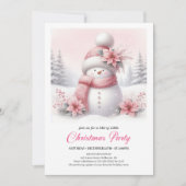 Whimsical Pink Snowman Digital Christmas Invite  Einladung (Vorderseite)