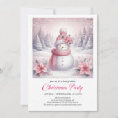 Whimsical Pink Snowman Editable Christmas Kids  Einladung (Vorderseite)