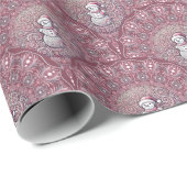 Whimsical Pink Snowman Mandala Art Deco Scallop Geschenkpapier (Rolleneckpunkt)