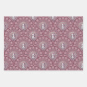 Whimsical Pink Snowman Mandala Art Deco Scallop Geschenkpapier Set (Vorderseite)