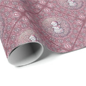 Whimsical Pink Snowman Mandala Geo Diamond Tile Geschenkpapier (Rolleneckpunkt)