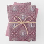 Whimsical Pink Snowman Mandala Geo Diamond Tile Geschenkpapier Set (Beispiel)