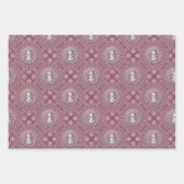 Whimsical Pink Snowman Mandala Geo Diamond Tile Geschenkpapier Set (Vorderseite)