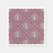 Whimsical Pink Snowman Mandala Geo Tile Decoupage Serviette (Vorderseite)