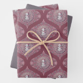 Whimsical Pink Snowman Mandala Retro Ogee Damask Geschenkpapier Set (Beispiel)