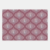 Whimsical Pink Snowman Mandala Retro Ogee Damask Geschenkpapier Set (Vorderseite)