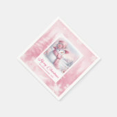 Whimsical Pink Snowman Napkins Winter Christmas  Serviette (Ecke)