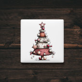 Whimsical Pink Stern Baum Weihnachtsmagnet Magnet
