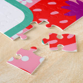Whimsical Pink Strawberry Erster Geburtstag Einlad Puzzle (Seite)