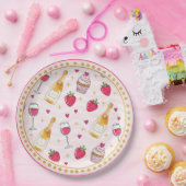 Whimsical Pink Strawberry Pappteller (Party)