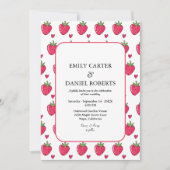 Whimsical Pink Strawberry Wedding Invitation Einladung (Vorderseite)