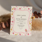Whimsical Pink Strawberry Wedding Invitation Einladung