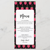 Whimsical Pink Strawberry Wedding Menükarte (Vorderseite)