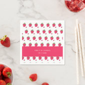Whimsical Pink Strawberry Wedding Napkins Serviette (Beispiel)