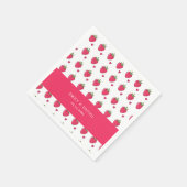Whimsical Pink Strawberry Wedding Napkins Serviette (Ecke)
