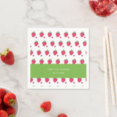 Whimsical Pink Strawberry Wedding Napkins Serviette (Beispiel)