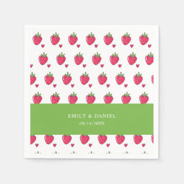 Whimsical Pink Strawberry Wedding Napkins Serviette