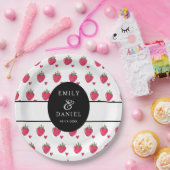 Whimsical Pink Strawberry Wedding Pappteller (Party)