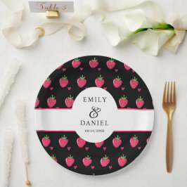 Whimsical Pink Strawberry Wedding Pappteller