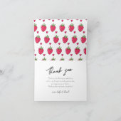 Whimsical Pink Strawberry wedding Thank You Card Dankeskarte (Innenseite)