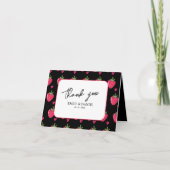 Whimsical Pink Strawberry wedding Thank You Card Dankeskarte (Vorderseite)