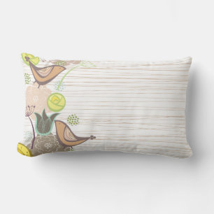 Whimsical Pink Sweet Birds Floral Garden Kissen