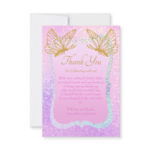 Whimsical Pink und Gold Baby Dusche Danke Karte