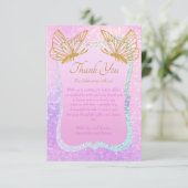 Whimsical Pink und Gold Baby Dusche Danke Karte (Stehend Vorderseite)