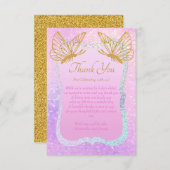 Whimsical Pink und Gold Baby Dusche Danke Karte (Vorne/Hinten)