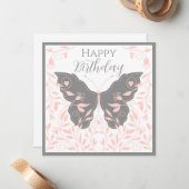 Whimsical Pink und Grau Butterfly Mitteilungskarte (Vorderseite/Rückseite Beispiel)